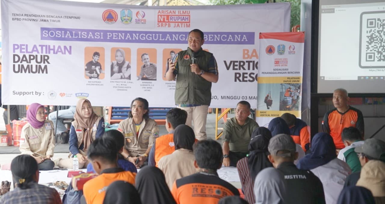 Perkuat Kolaborasi, BPBD Jatim Gandeng SRPB Gelar Pelatihan Vertical Rescue dan Dapur Umum