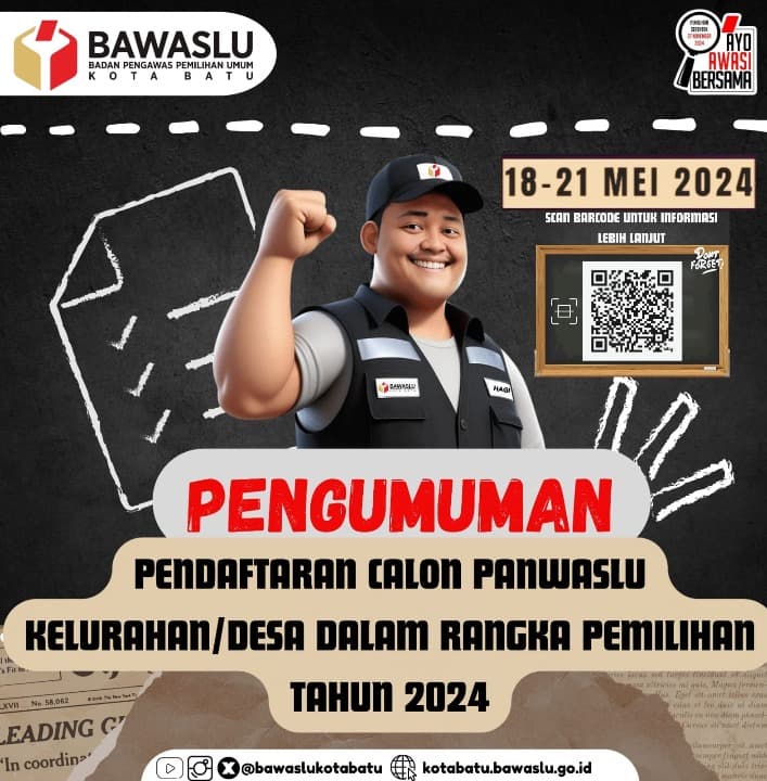 Bawaslu Kota Batu Buka Pendaftaran PKD Pilkada 2024, Jadwalnya 18-21 Mei!
