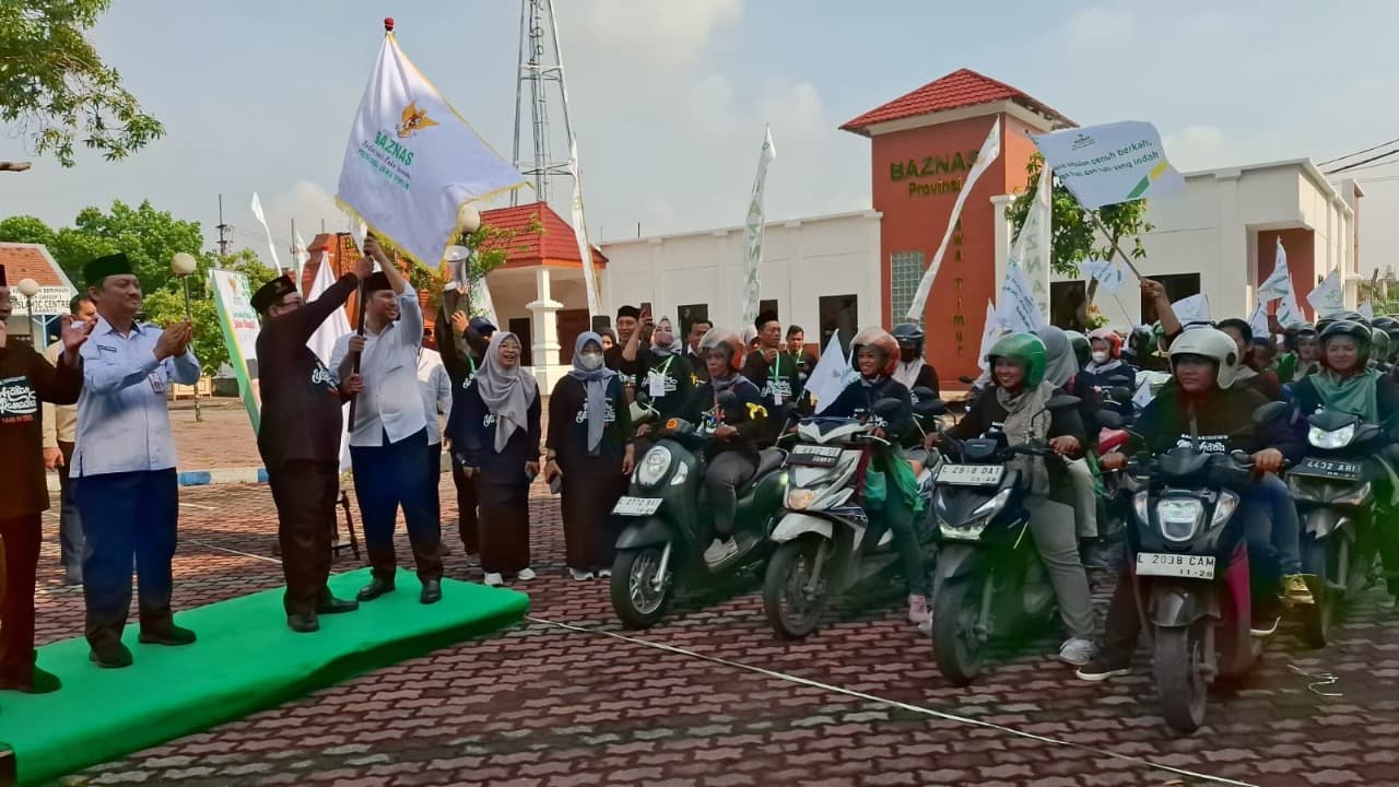 750 Bunda Ojol Meriahkan Pawai Tarhib Ramadhan di Surabaya