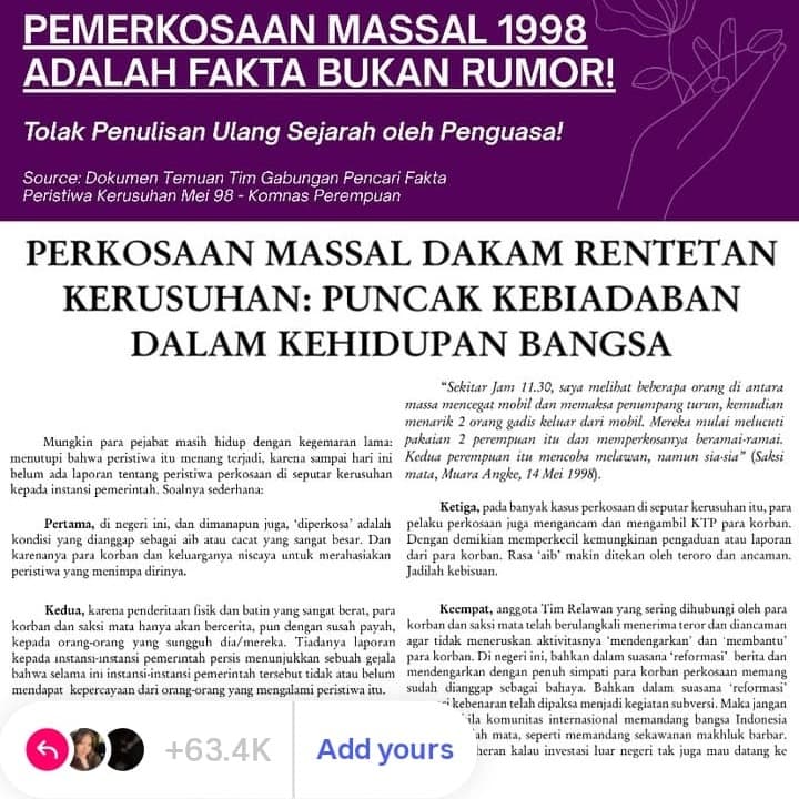 Ribuan Akun Instagram Suarakan Petisi “Tolak Penulisan Ulang Sejarah oleh Penguasa”
