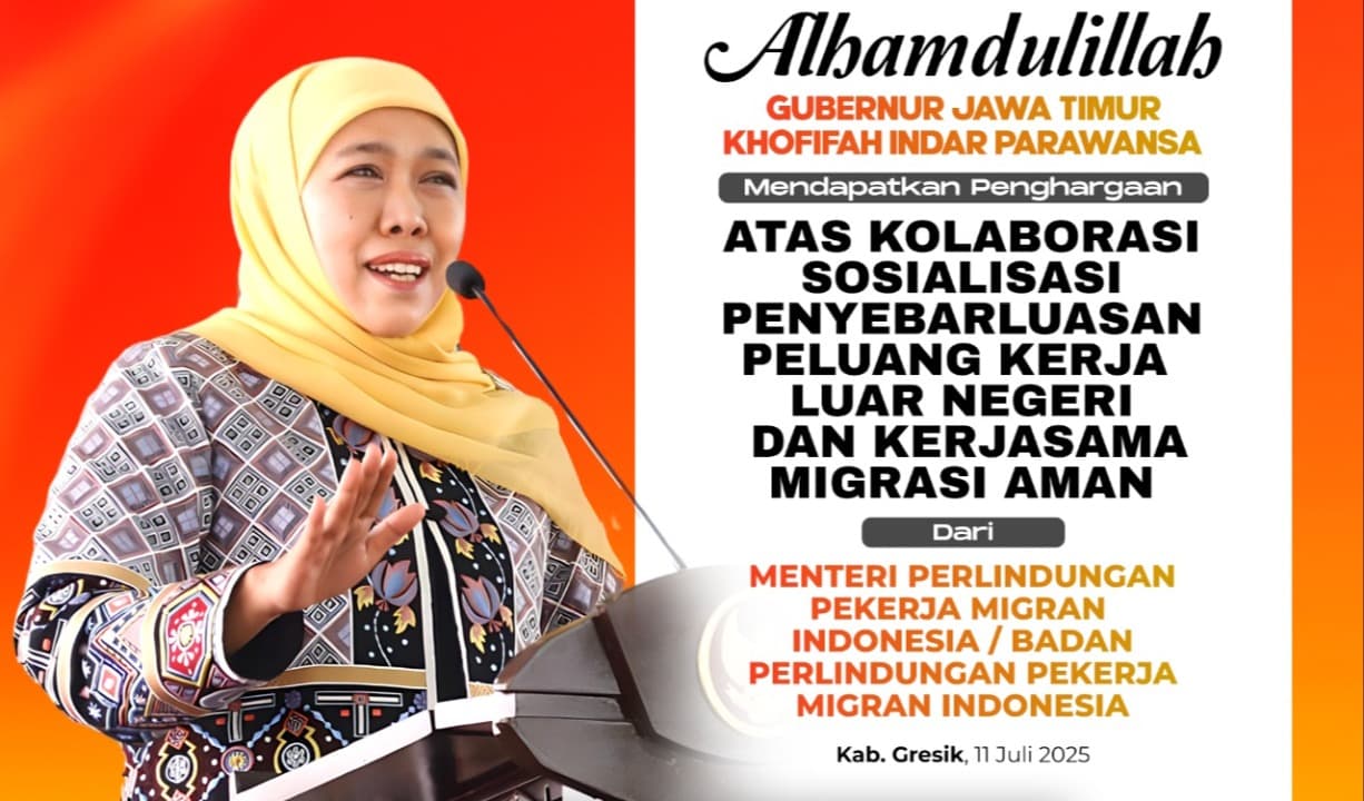 Gubernur Khofifah Raih Penghargaan Atas Komitmen Lindungi Pekerja Migran