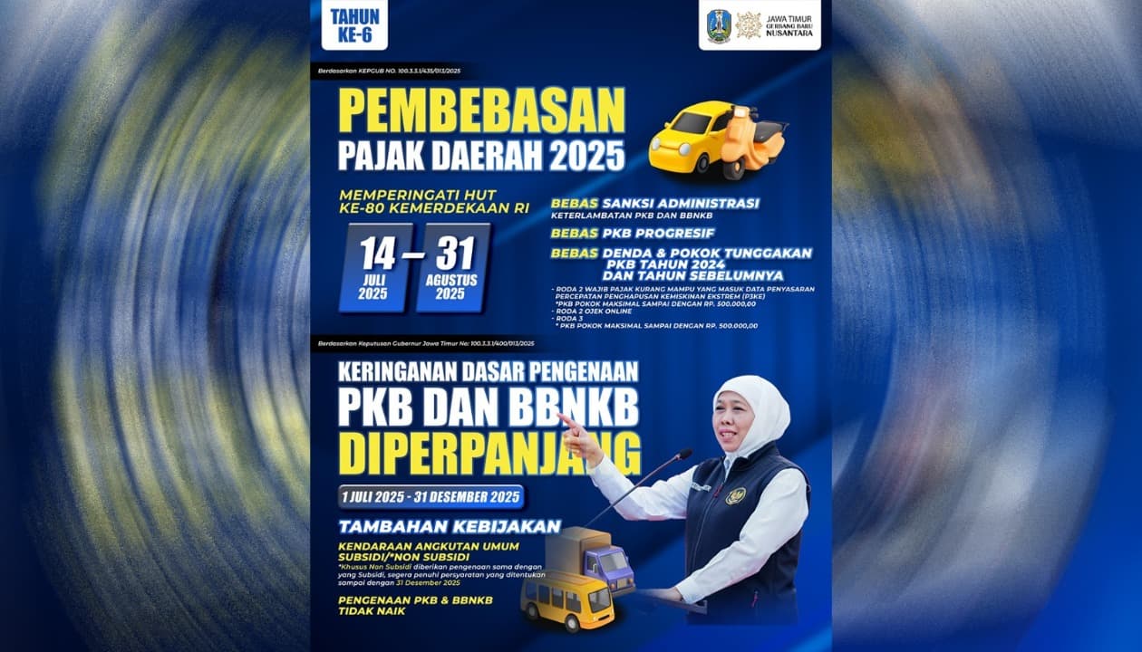 Pemutihan Pajak Kendaraan Bermotor di Jatim Dimulai Hari Ini, Bebaskan PKB dan Bea Balik Nama