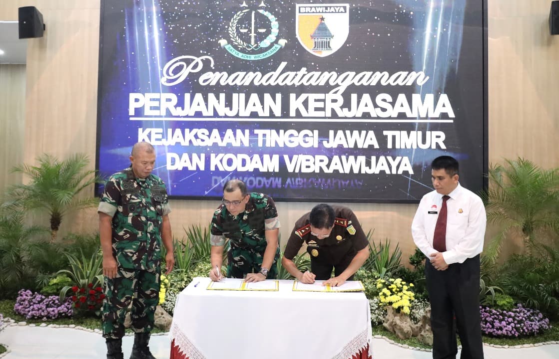 Jalin MoU dengan Kejati Jatim, Kodam V Brawijaya Siap Perkuat Pengamanan di Kejaksaan