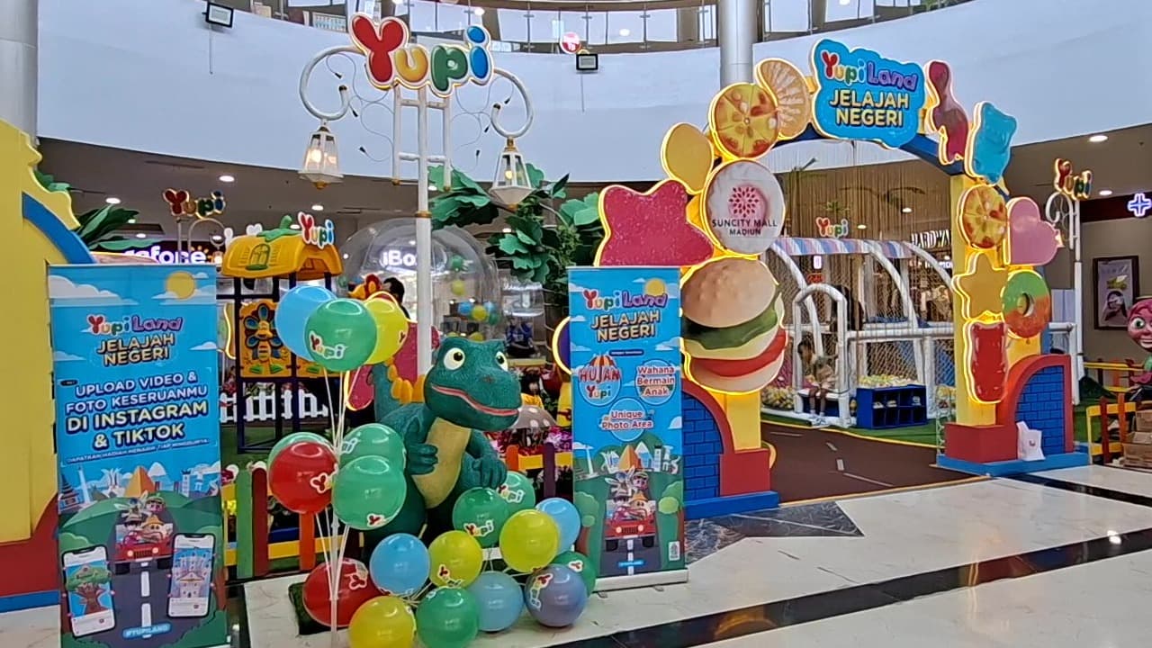 Akhir Pekan Seru, Yupiland Suguhkan Hujan Permen Jelly dan Wahana Interaktif di Sun City Mall Madiun