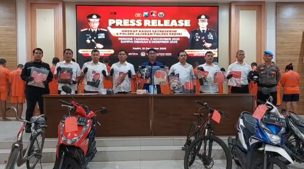 Polres Kediri Ungkap 19 Kasus Kriminal dalam Sebulan, 33 Tersangka Diamankan